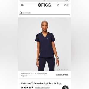 Figs Catarina scrub top in navy
